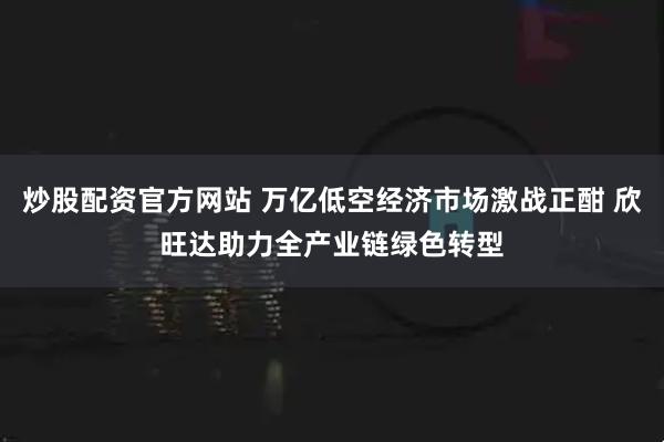 炒股配资官方网站 万亿低空经济市场激战正酣 欣旺达助力全产业链绿色转型
